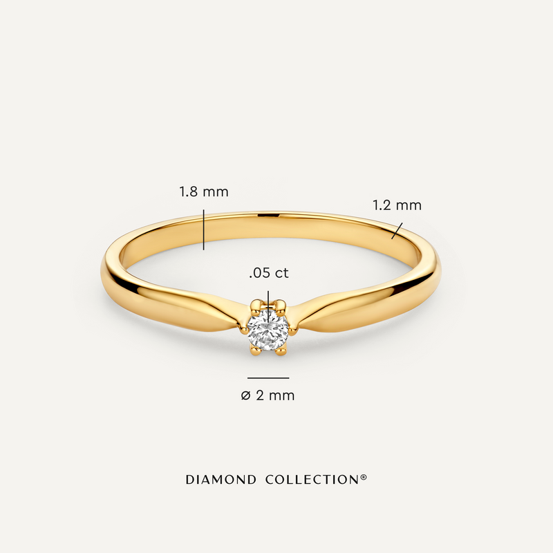Six Prong Diamant Solitair Tapered Ring (0.05 ct)