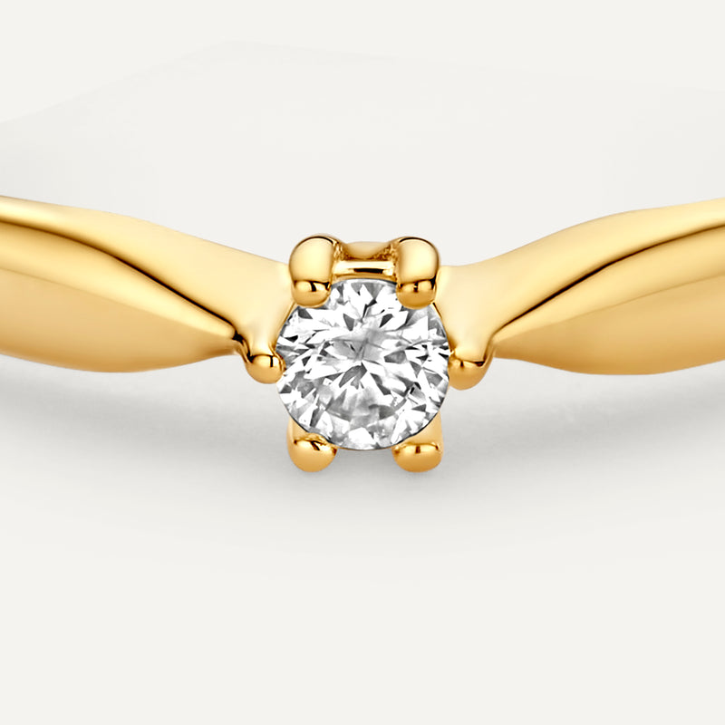Six Prong Diamant Solitair Tapered Ring (0.05 ct)