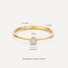 Or 14 Carats avec Diamant Bague Solitaire Diamant Six Prong (0.10 ct) - 5
