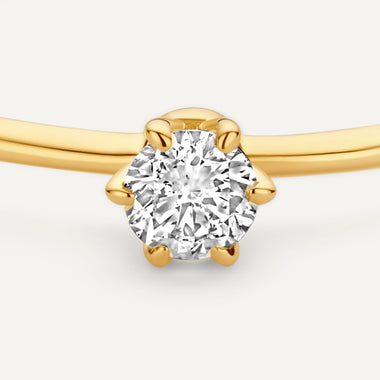 Or 14 Carats avec Diamant Bague Solitaire Diamant Six Prong (0.10 ct) - 7