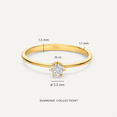 14 Karat Gold with Diamond Six Prong Diamond Solitary Ring (0.15 ct) - 5