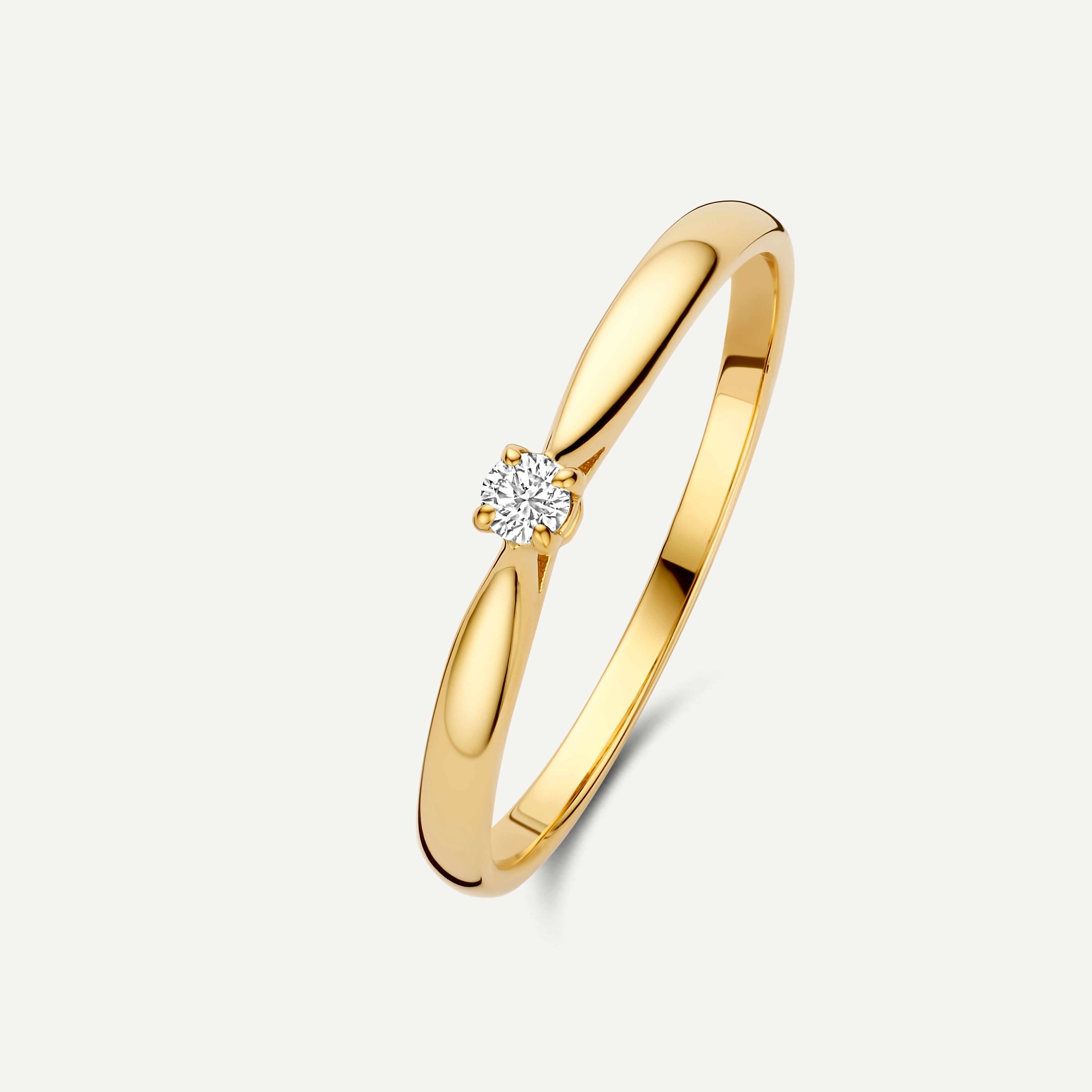 Four Prong Diamond Solitary Tapered Ring (0.05 ct) 14K Gold