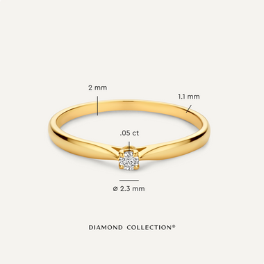 14 Karaat Goud met Diamant Four Prong Diamant Solitair Tapered Ring (0.05 ct) - 5