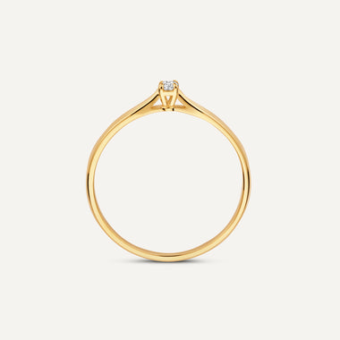 14 Karaat Goud met Diamant Four Prong Diamant Solitair Tapered Ring (0.05 ct) - 6