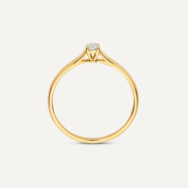 14 Karaat Goud met Diamant Four Prong Diamant Solitair Tapered Ring (0.10 ct) - 6