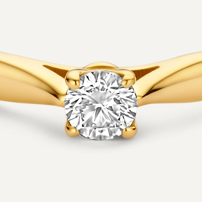 Four Prong Diamant Solitair Tapered Ring (0.10 ct)