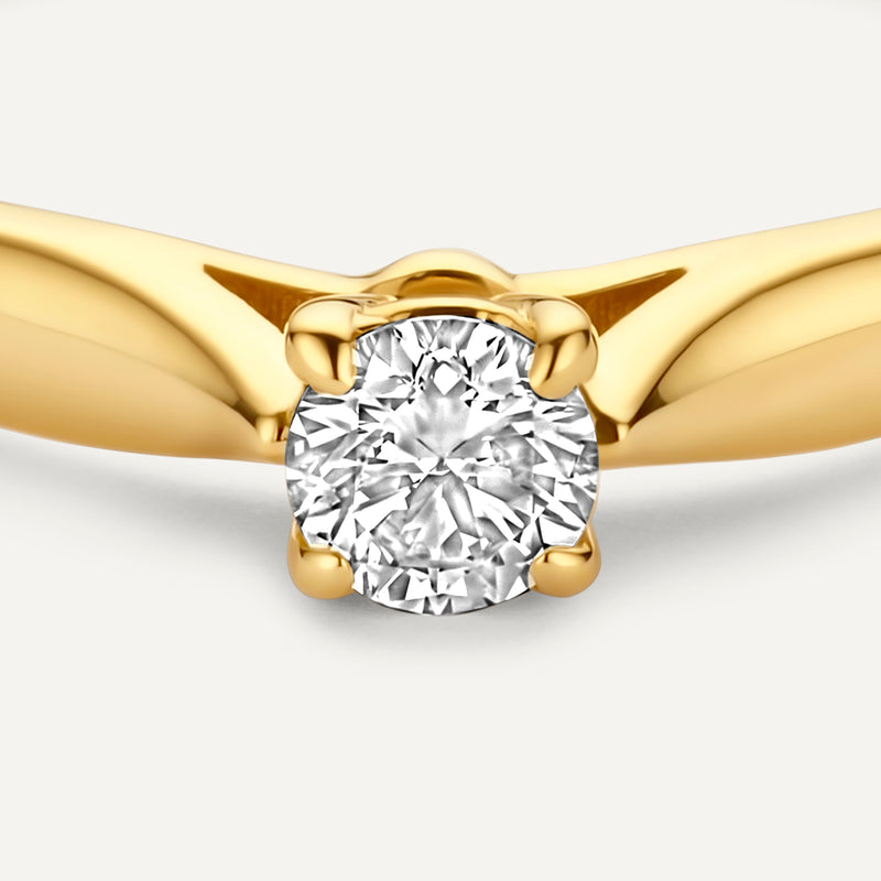 Four Prong Diamant Solitär Tapered Ring (0.15 ct)
