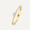 585er Gold mit Diamanten Four Prong Diamant Solitär Pavé Tapered Ring (0.20 ct) - 1