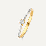 Four Prong Diamant Solitär Pavé Tapered Ring (0.20 ct)