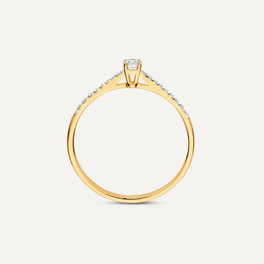585er Gold mit Diamanten Four Prong Diamant Solitär Pavé Tapered Ring (0.20 ct) - 7