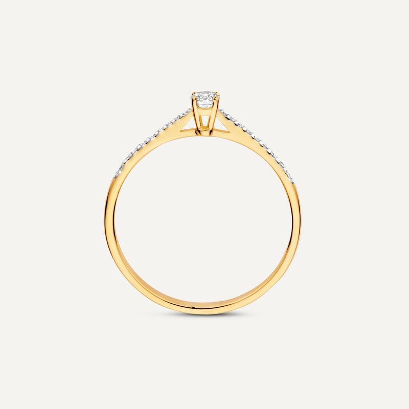 Four Prong Diamant Solitär Pavé Tapered Ring (0.20 ct)