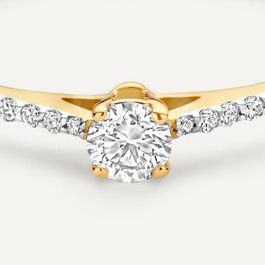 585er Gold mit Diamanten Four Prong Diamant Solitär Pavé Tapered Ring (0.20 ct) - 8
