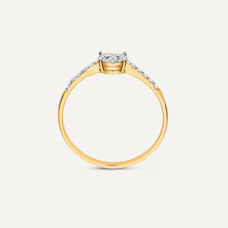 Pavé Four Prong Diamant Halo Ring (0.13 ct)