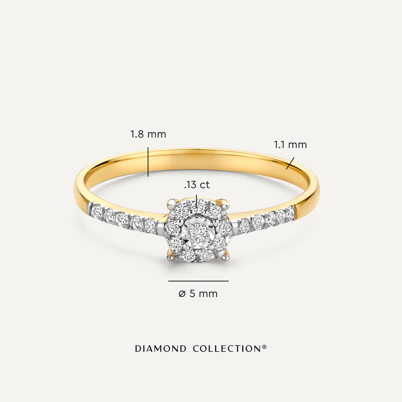 Pavé Four Prong Diamant Halo Ring (0.13 ct)