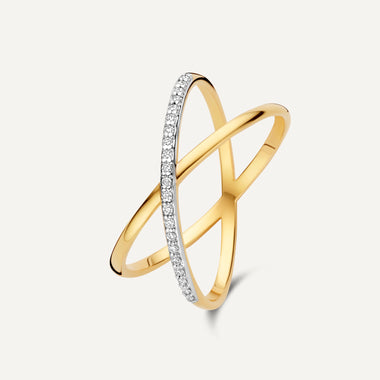 Diamond X Ring 14 Karat Gold for Women - Main Image