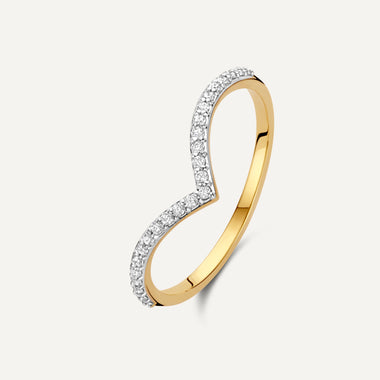 14 Karat Gold with Diamonds Diamond Wishbone Ring (0.10 ct) - 1