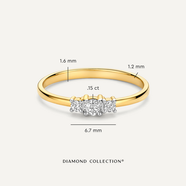 585er Gold mit Diamanten Diamant Trilogie Ring (0.15 ct) - 5