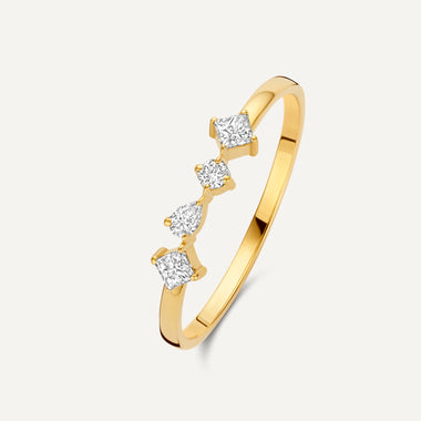 14 Karaat Goud met Diamanten Dazzling Diamant Statement Ring (0.20 ct) - 1