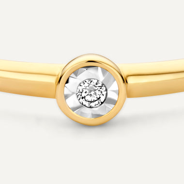 Or 14 Carats avec Diamant Bague Illusion Diamant (0.01 ct) - 7