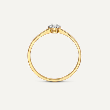 14 Karaat Goud met Diamanten Diamant Cluster Tapered Ring (0.08 ct) - 8