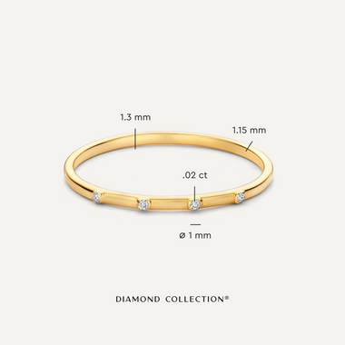 Or 14 Carats avec Diamants Stationed Diamond Stacker Ring (0.02 ct) - 4