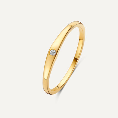 14 Karat Gold with Diamond Diamond Signet Ring (0.02 ct) - 1