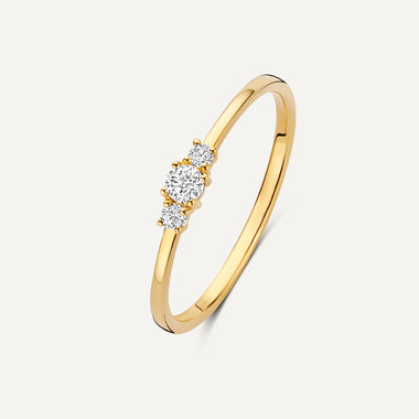14 Karat Gold with Diamonds Slim Diamond Trilogy Ring (0.10 ct) - 1