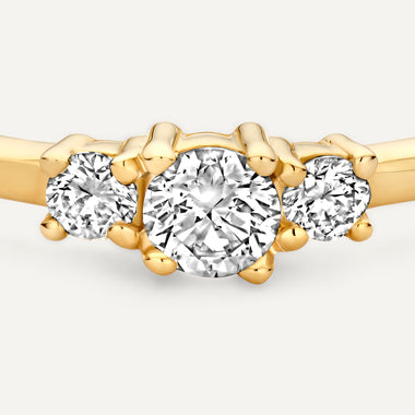 14 Karat Gold with Diamonds Slim Diamond Trilogy Ring (0.10 ct) - 6