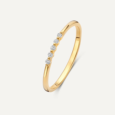 14 Karaat Goud met Diamanten Diamond Threaded Stacker Ring (0.05 ct) - 1