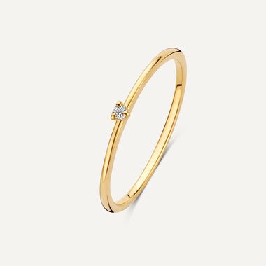 14 Karat Gold with Diamond Three Prong Diamond Solitary Ring (0.02 ct) - 1