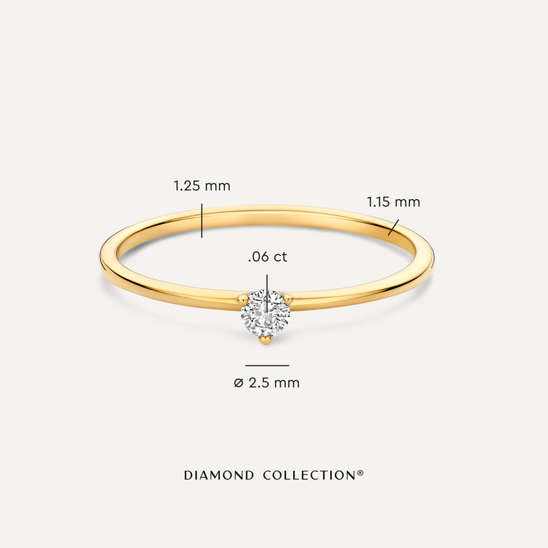 Three Prong Diamond Solitary Ring (0.06 ct)