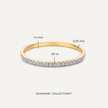 14 Karaat Goud met Diamanten Diamond Half Eternity Stacker Ring (0.09 ct) - 5