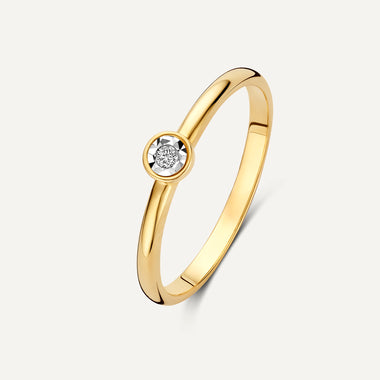 Or 14 Carats avec Diamant Bague Illusion Diamant (0.02 ct) - 1