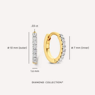 Oro 18 carati con diamanti Cerchi Huggie piccoli in pavé di diamanti (10 mm) (0,06 ct) - 6