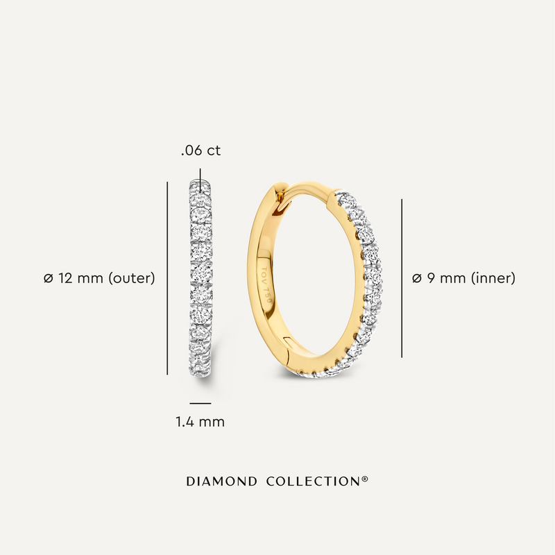 Cerchi Huggie in pavé di diamanti (12 mm) (0,12 ct)