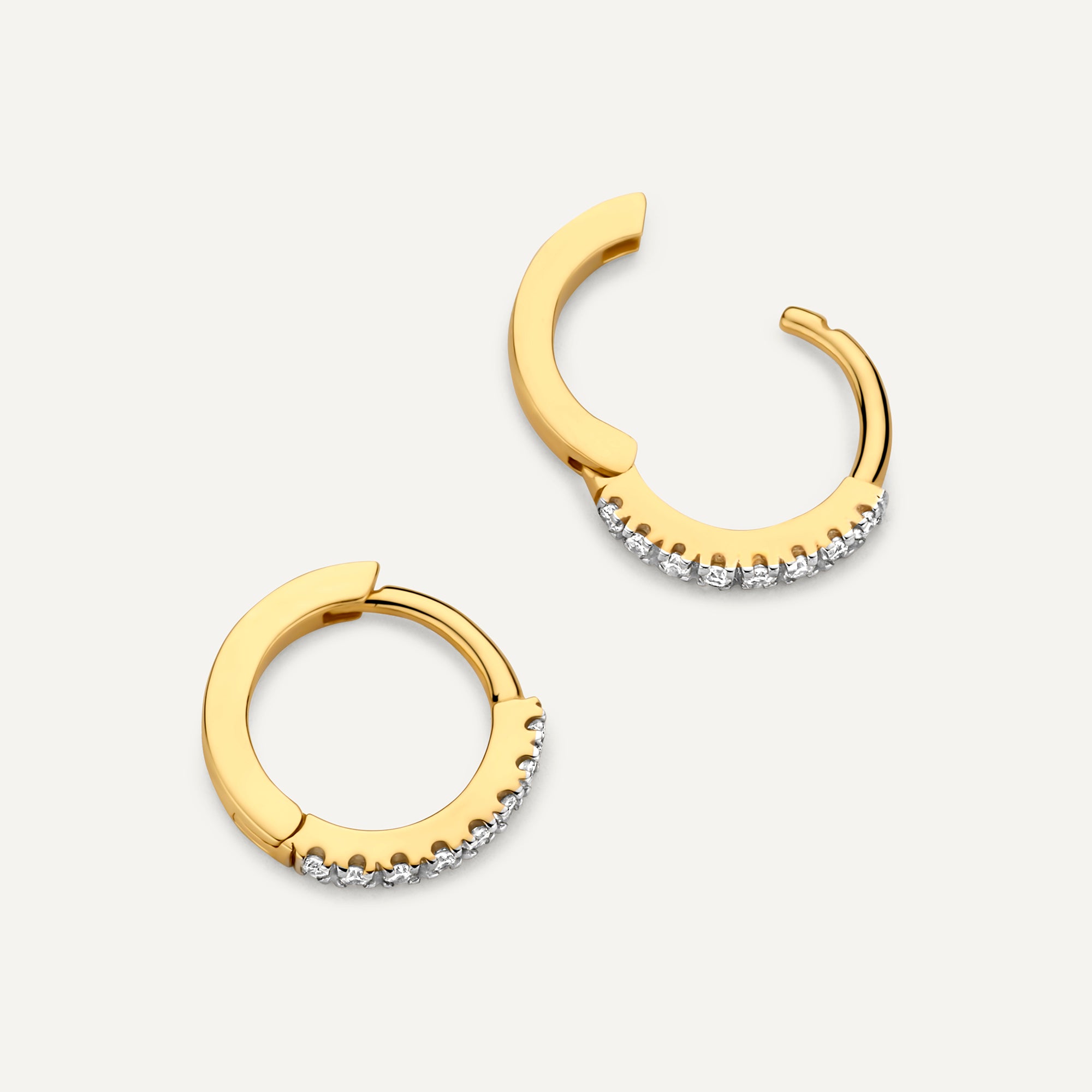 Pavé Diamond Small Huggie Hoops 10mm, 0.06ct Gold - Gold