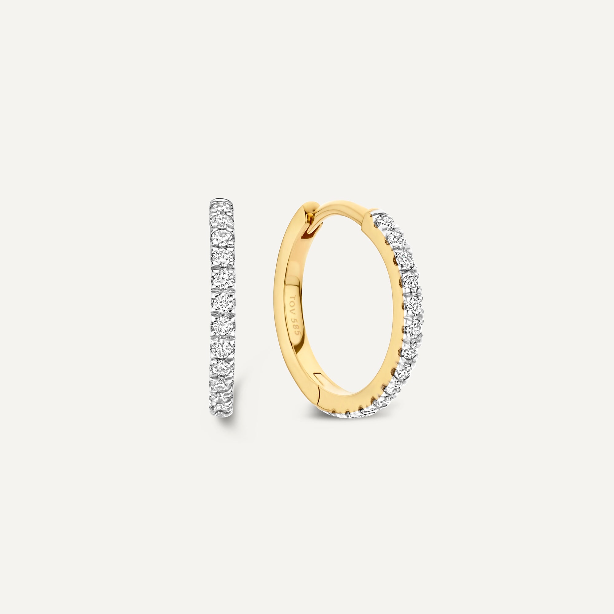 Pavé Diamond Huggie Hoops (12mm) 14 Karat Gold for Women
