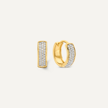 14 Karat Gold with Diamonds Pavé Diamond Bold Huggie Hoops (12mm) (0.16 ct) - 1