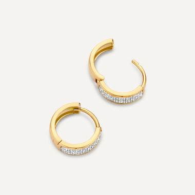 14 Karat Gold with Diamonds Pavé Diamond Bold Huggie Hoops (12mm) (0.16 ct) - 6