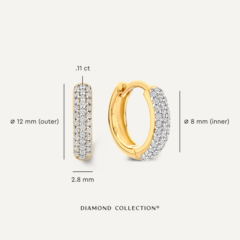 Pavé Diamond Curved Huggie Hoops (12mm) (0.22 ct)