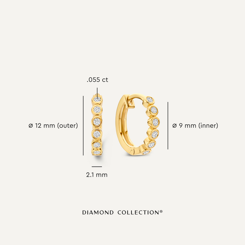 Bezel Set Diamant Huggie Hoops (12mm) (0.11 ct)