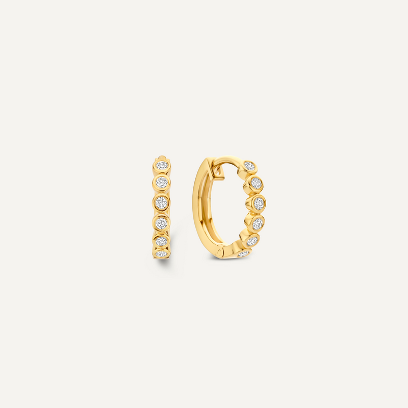 Bezel Set Diamant Huggie Hoops (12mm) (0.11 ct)