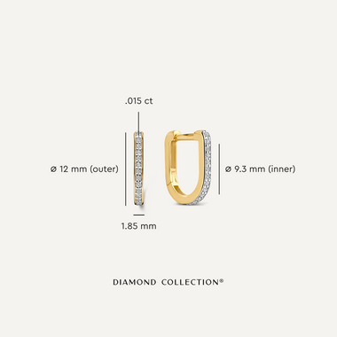 585er Gold mit Diamanten Pavé Diamond Huggie U Hoops (12 mm) (0.08 ct) - 6