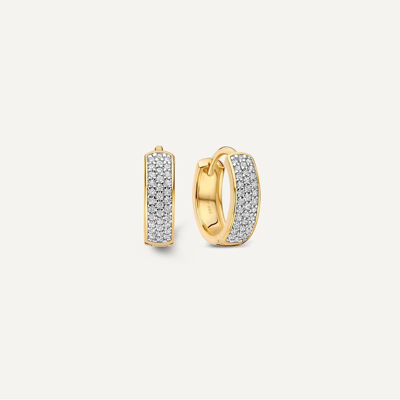 Pavé Diamond Bold Huggie Hoops (12mm) (0.18 ct)