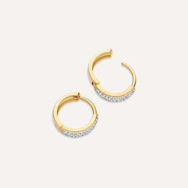 14 Karat Gold with Diamonds Pavé Diamond Bold Huggie Hoops (12mm) (0.18 ct) - 7