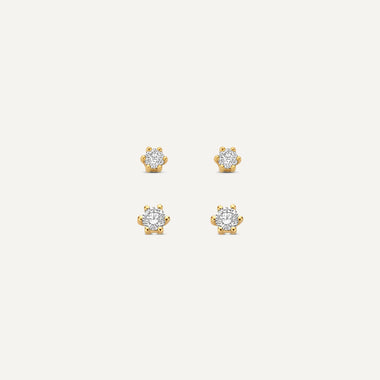 14 Karat Gold with Diamonds Six Prong Diamond Earrings Set (0.30 ct) - 1