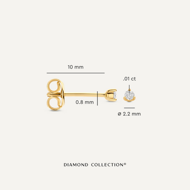 14 Karat Gold with Diamond Three Prong Diamond Studs (0.05 ct) - 5
