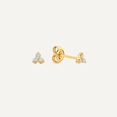 585er Gold mit Diamanten Mini Diamant Lotus Ohrstecker (0.06 ct) - 1