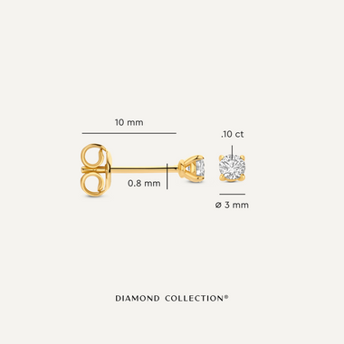 585er Gold mit Diamant Four Prong Diamant Ohrstecker (0.20 ct) - 5
