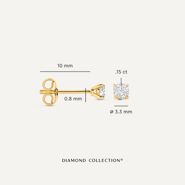 14 Karat Gold with Diamond Four Prong Diamond Studs (0.30 ct) - 6